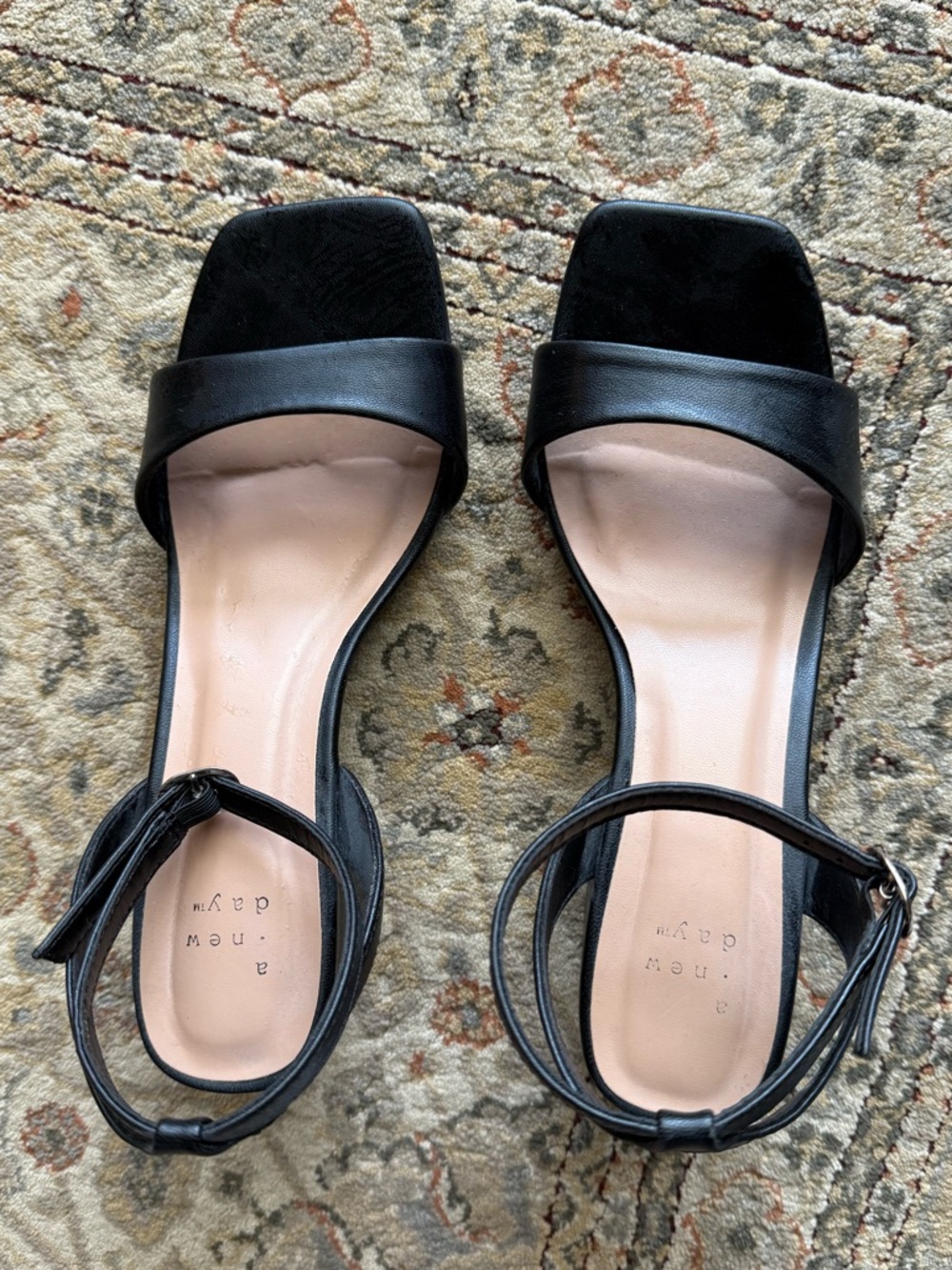 a new day Black Square-Toe Ankle Strap Block Heels - Picture 2 of 7